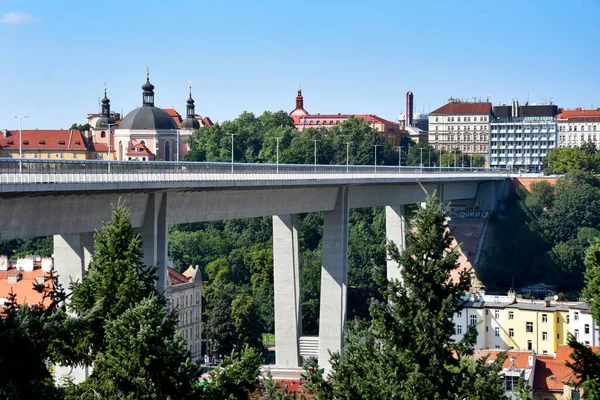 Puente Nusle Praga Ciudad Stock Images Foto Paisaje Urbano Hermoso —  Fotos de Stock