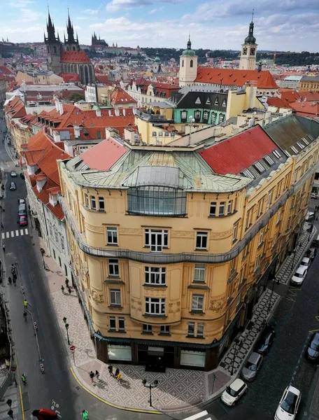 Vista Desde Torre Powder Gate Praga Imágenes Stock Foto Paisaje —  Fotos de Stock