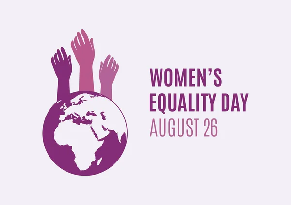 Cartaz Dia Igualdade Feminina Com Vetor Mãos Para Cima Feminino — Vetor de Stock
