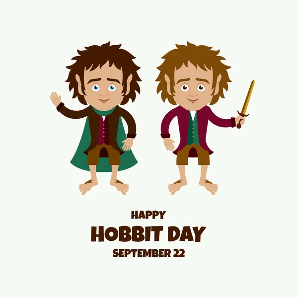 Gelukkige Hobbit Day Vector Fictieve Personages Bilbo Frodo Baggins Vector — Stockvector