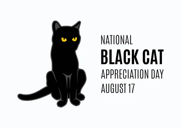 National Black Cat Appreciation Day Vector Silueta Negra Gato Doméstico — Archivo Imágenes Vectoriales
