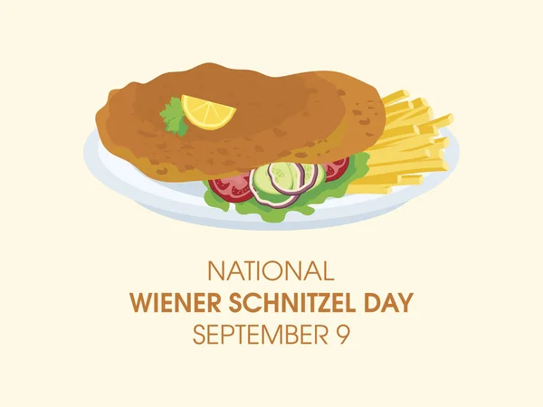 Vettore Nazionale Della Wiener Schnitzel Day Schnitzel Vitello Fritto Con — Vettoriale Stock