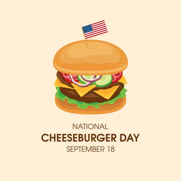 National Cheeseburger Day Vektor Čerstvý Hamburger Zeleninou Sýrovým Vektorem Velký — Stockový vektor