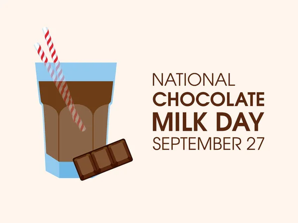 National Chocolate Milk Day Vector Glass Chocolate Milk Straw Icon — Stock Vector