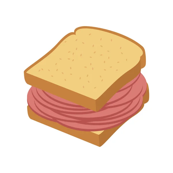 Вектор Иконок Бутербродов Болоньи Тост Хлеб Иконой Салями Изолирован Белом — стоковый вектор