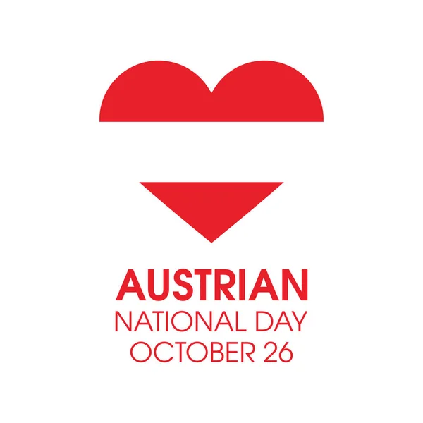 Австрійський Національний День Австрійський Прапор Формі Серця Ізольований Білому Тлі — стоковий вектор