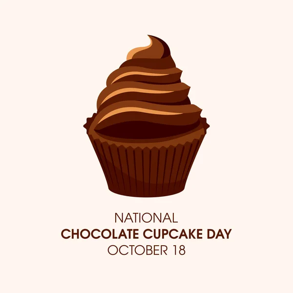 National Chocolate Cupcake Day Vector Delicious Chocolate Cream Cupcake Icon — Stock Vector