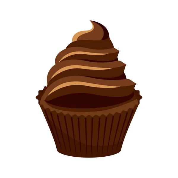 Delicioso Chocolate Cremoso Cupcake Vector Icono Crema Chocolate Cupcake Vector — Archivo Imágenes Vectoriales