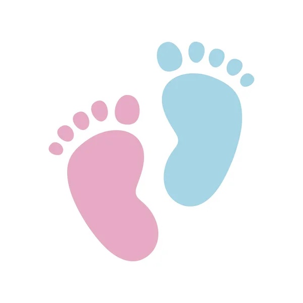 Pink Blue Baby Footprint Icon Set Vector Baby Footprint Silhouette — Stock Vector