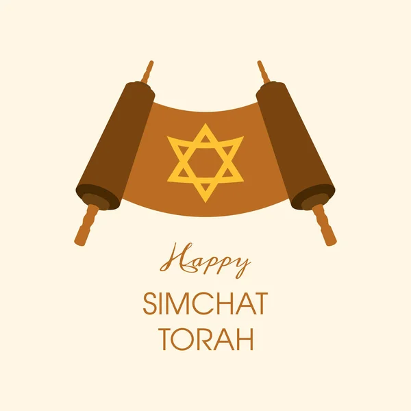 Gelukkige Simchat Torah Vector Torah Scroll Boek Bijbel Met Star — Stockvector