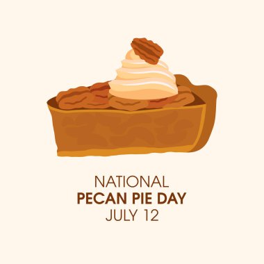 Ulusal Cevizli Turta Günü vektörü. Krem şantili cevizli turta. Cevizli Turta Günü Posteri, 12 Temmuz. Önemli bir gün.