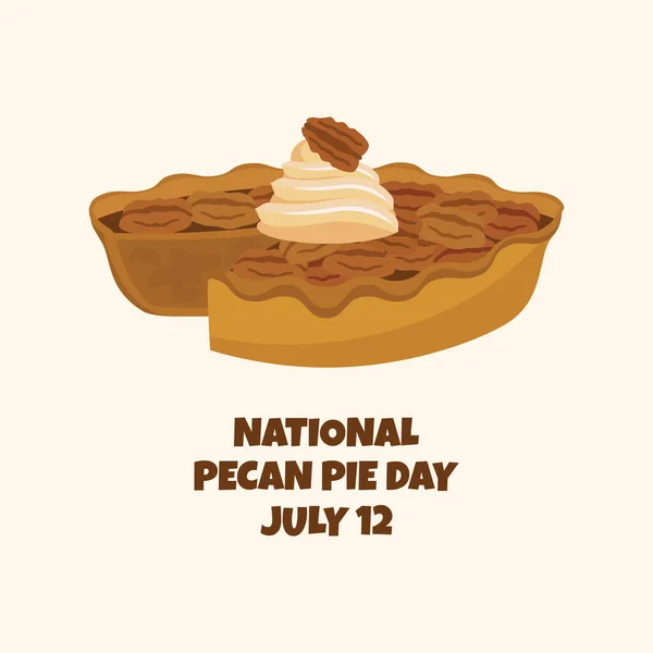 Національний День Пеканового Пирога Цілий Пекановий Пиріг Збитим Вектором Крему — стоковий вектор