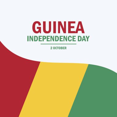Gine Bağımsızlık Günü poster çizimi. Gine bayrağı çerçeve vektörü sallıyor. Soyut Gine bayrağı sembolü. Arkaplan, afiş, kart şablonu. 2 Ekim. Önemli bir gün.