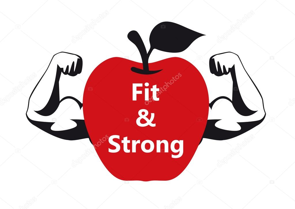 Healthy apple for strength and Stock Vector by ©Betka82