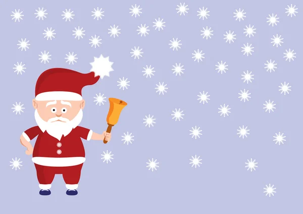 Niedlichen Weihnachtsmann mit einer Glocke. — Stockvektor