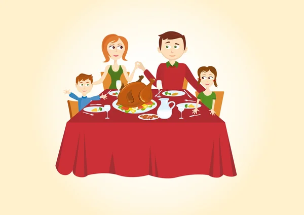 Rodina vánoční večeře — Stockový vektor