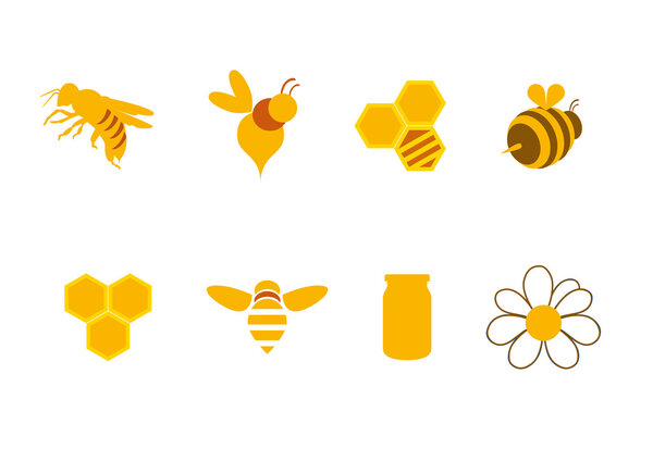Icons honey and bees