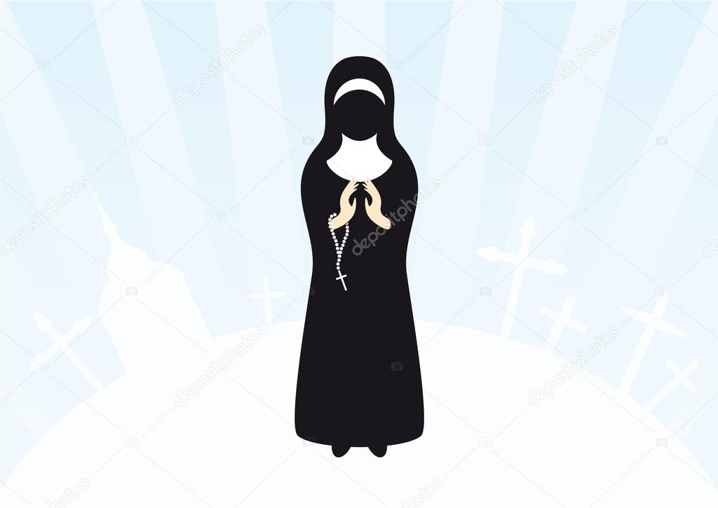 Illustration of praying nun