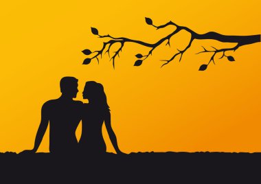 gün batımında sevenler siluet