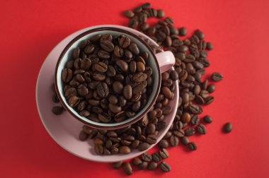 Bir fincan kahve çekirdeği.