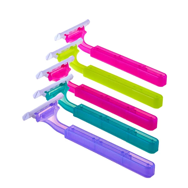 Set of color shaving razor isolated on white — Stock Photo, Image