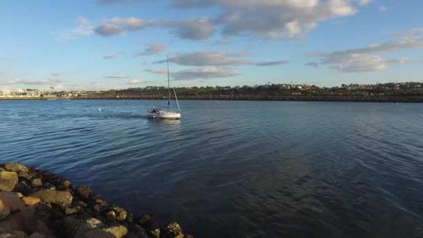 Yelkenli yat limanı terk — Stok video