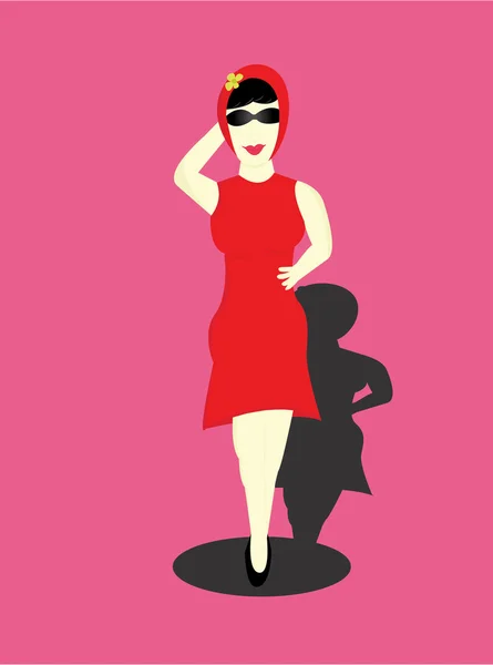 Η γυναίκα που είναι ντυμένη στα κόκκινα — Διανυσματικό Αρχείο