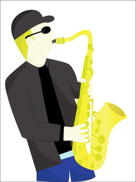 El hombre y el saxofón — Vector de stock