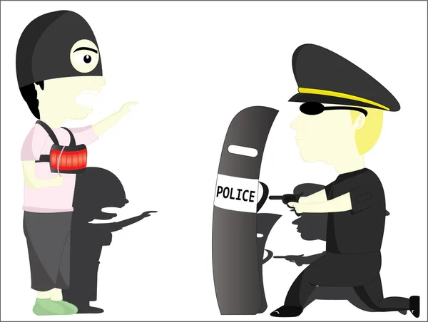 Οι τρομοκρατικές και αστυνομία — Διανυσματικό Αρχείο