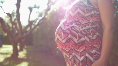 hamile kadının Bahçe doğada. ağır çekimde atış