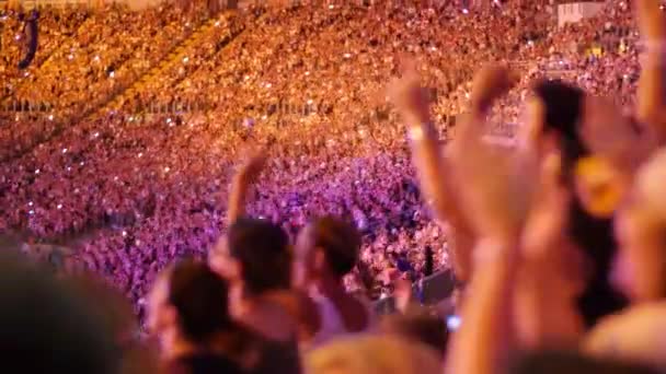 Multidão fazendo festa no concerto — Vídeo de Stock