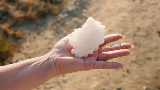 Woman hand holding salt — Stock Video