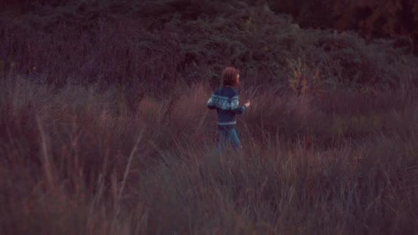 Meisje lopen in de natuur — Stockvideo