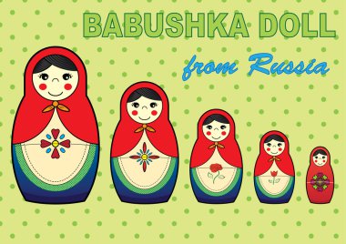 Matryoshka Rus Doll - vektör çizim iç içe geçirme