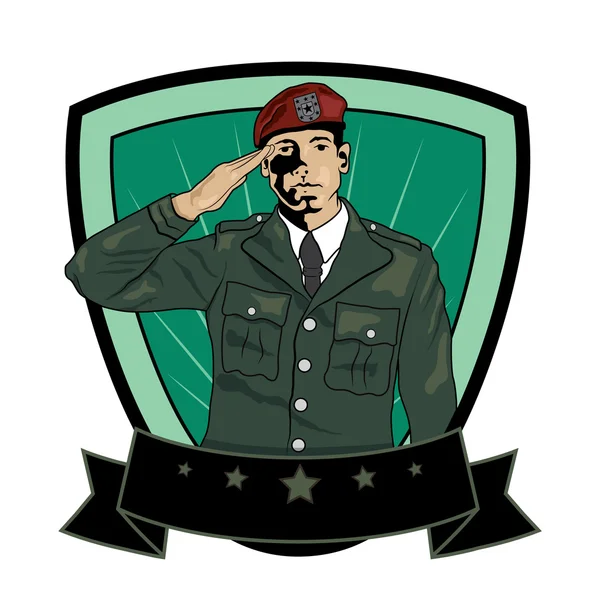 Ilustración del saludo del soldado. Imagen vectorial — Vector de stock