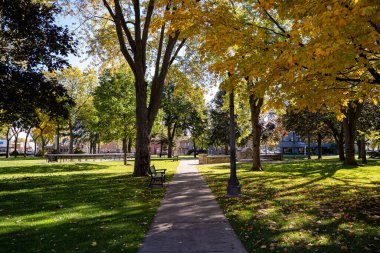 Oshawa şehir merkezindeki Memorial Park manzarası.