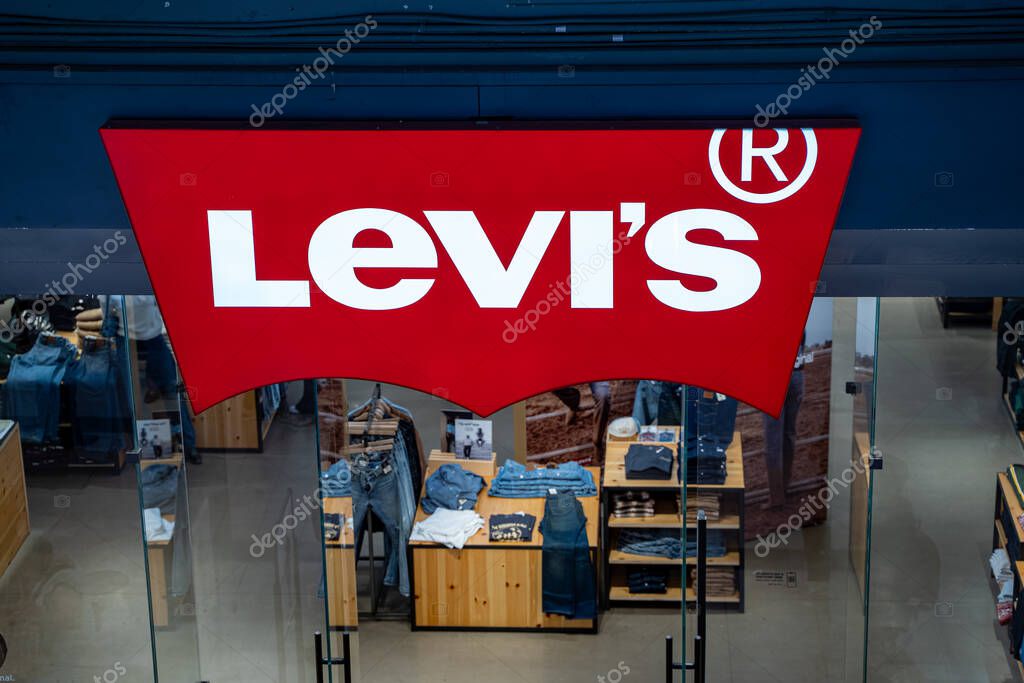 Levi's store logo sign above clothing display. Toronto, Canada - September 18, 2025.