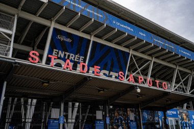 Yağmurlu bir günde Stade Saputo 'nun manzarası. Montreal, Kanada - 30 Ekim 2025.