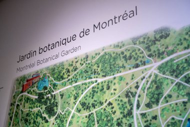 Jardin Botanique haritasının görüntüsü. Montreal, Kanada - 30 Ekim 2025.