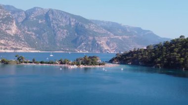 Oludeniz Mavi Gölü 'nün havadan görünüşü