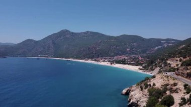 Oludeniz 'de Belcegiz Körfezi ve Belcekiz Sahili' nin havadan görüntüsü