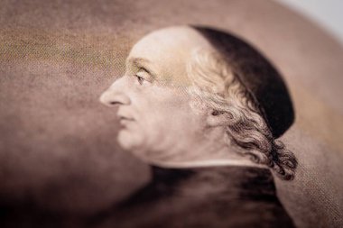 Astronom Giuseppe Piazzi 'nin tarihi bir kitaptaki portresini kapatın. Toronto, Kanada - 11 Aralık 2025.