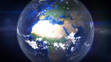 Dünya haritası uzaydan Kudüs şehrine yakınlaşır