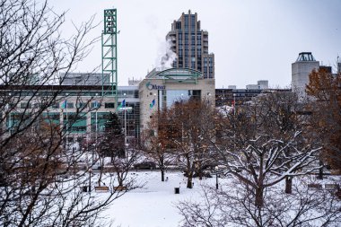 Kış mevsiminde Ottawa Belediye Binası 'nın manzarası. Ottawa, Kanada - 15 Aralık 2025.