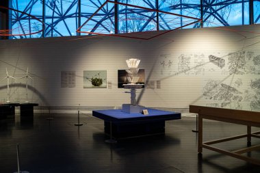 Montreal 'deki Biyosfer Çevre Müzesi sergilerinin iç görüntüsü. Montreal, Kanada - 19 Aralık 2025.