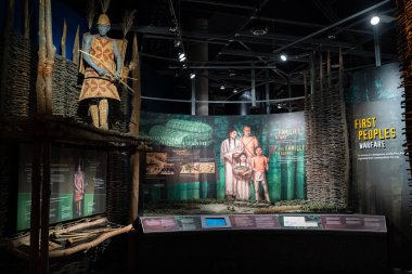 Kanada Savaş Müzesi sergi salonunun iç manzarası. Ottawa, Kanada - 16 Aralık 2025.