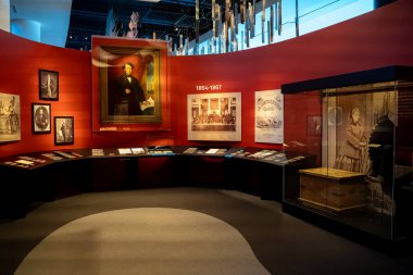 Kanada Tarih Müzesi 'ndeki Konfederasyon döneminin iç görünümü. Gatineau, Kanada - 16 Aralık 2025.