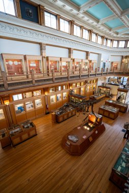 McGill Üniversitesi kampüsündeki Redpath Müzesi manzarası. Montreal, Kanada - 18 Aralık 2025.