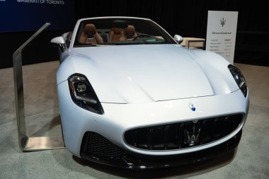Maserati GranCabrio 'nun Kanada Uluslararası Otomobil Fuarı' ndaki görüntüsü. Toronto, Kanada - 18 Şubat 2026.