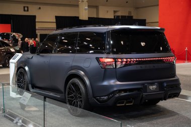 Kanada Uluslararası Otomobil Fuarı 'nda Infiniti QX80 görüntüsü. Toronto, Kanada - 18 Şubat 2026.